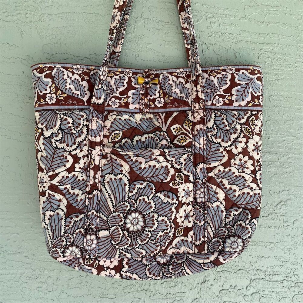 Vera Bradley Slate Blooms Floral Pattern Large Tote